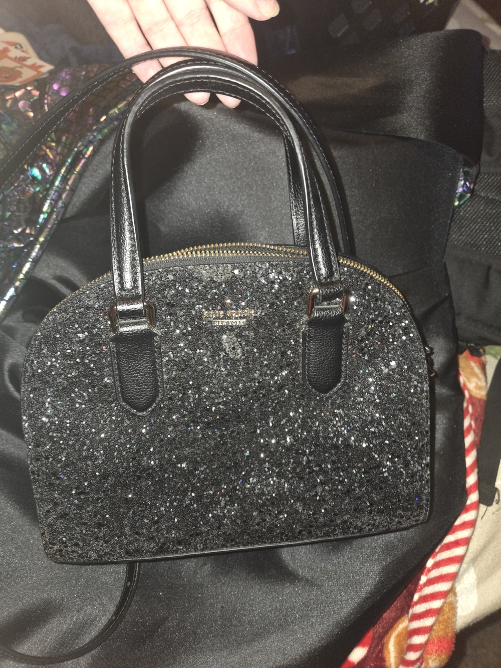 Kate Spade Black Glitter Dome Satchel